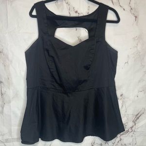 Black peplum open back tank